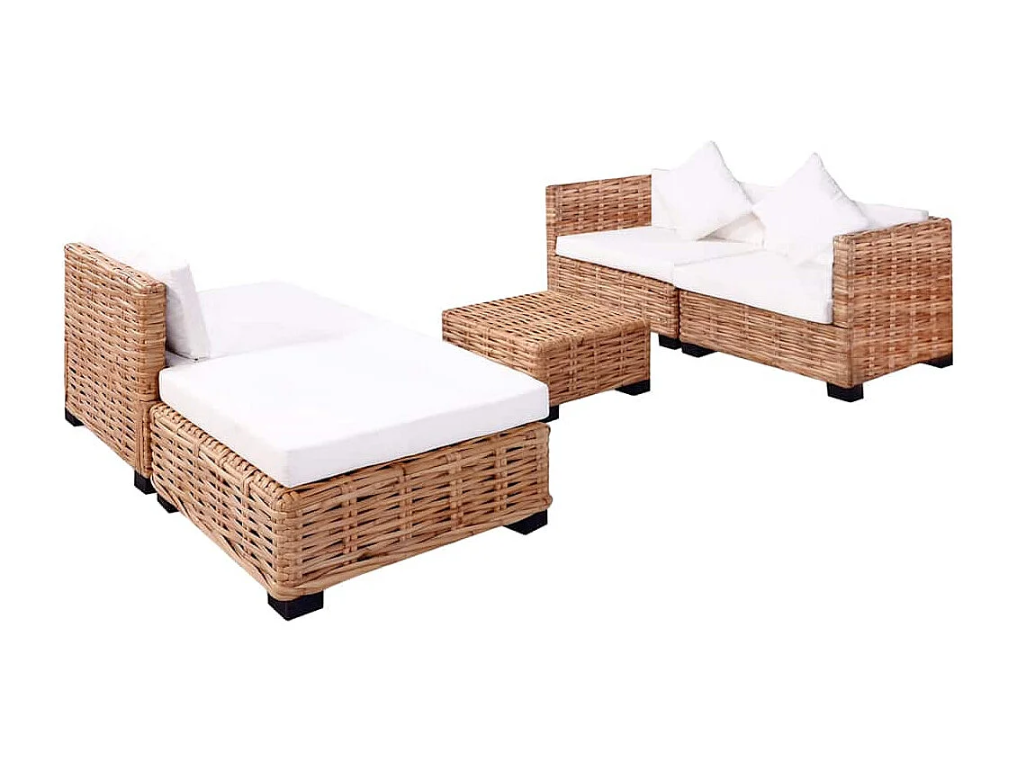 14-delige bankstel naturel rotan