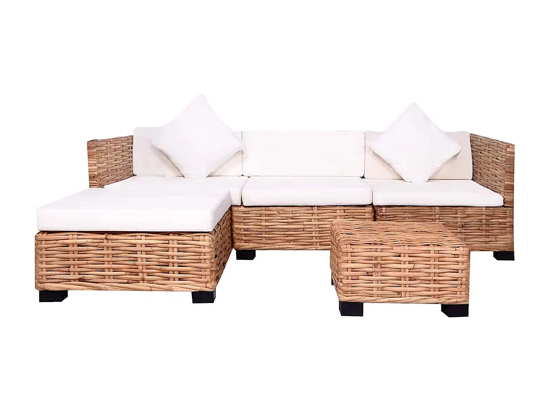 14-delige bankstel naturel rotan