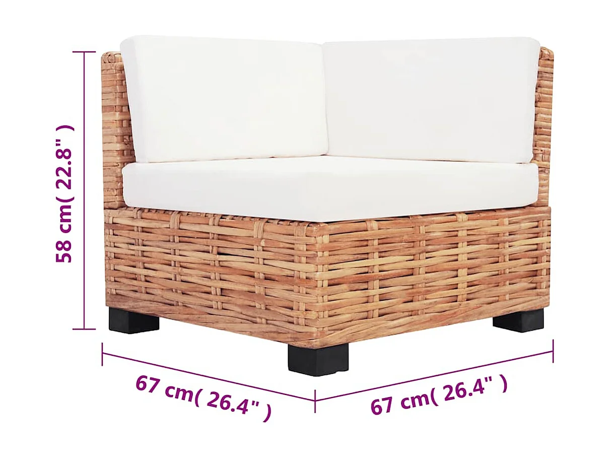 14-delige bankstel naturel rotan