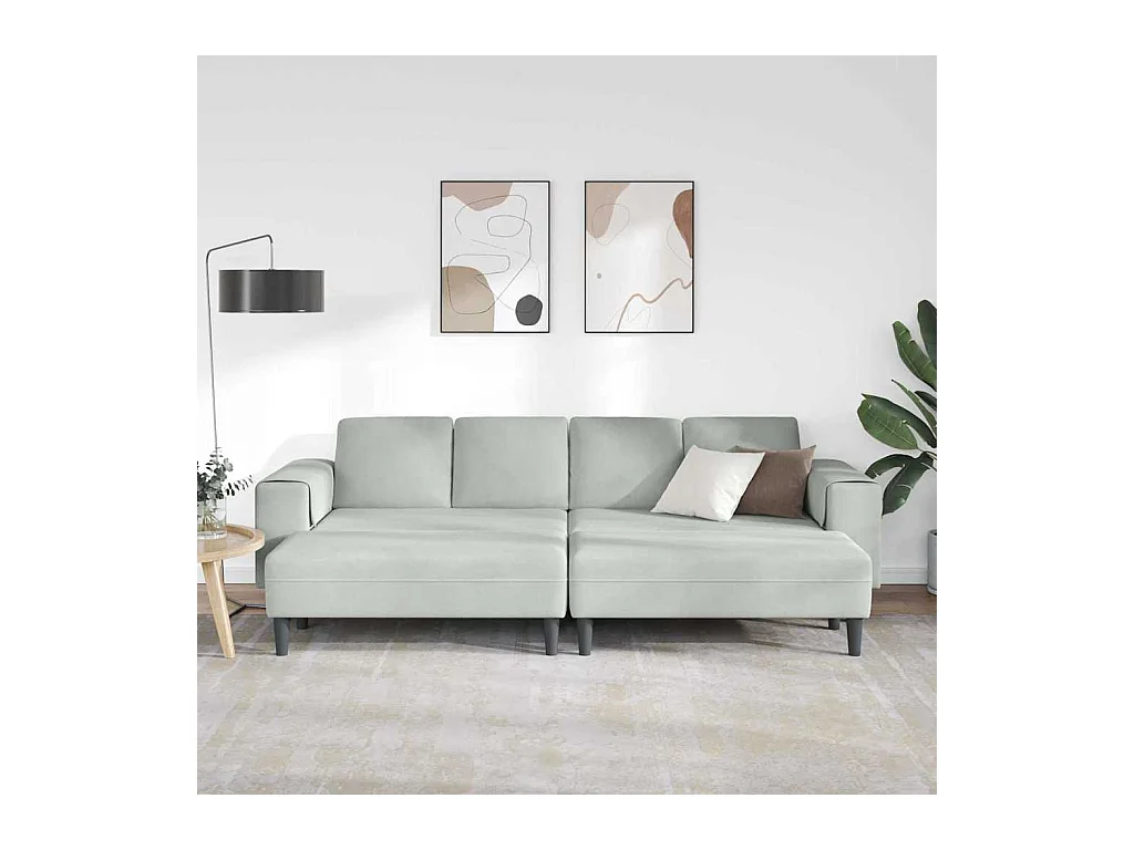 Set di divani 3 pezzi in velluto grigio chiaro