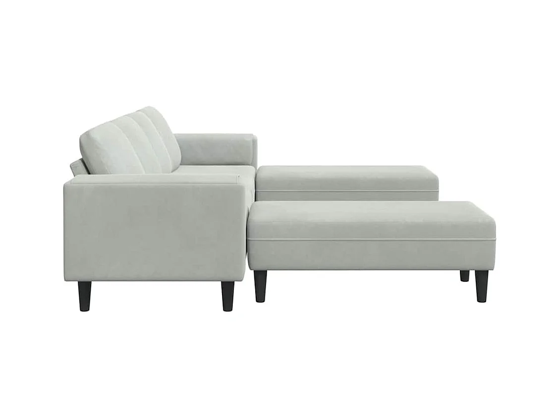 Set di divani 3 pezzi in velluto grigio chiaro