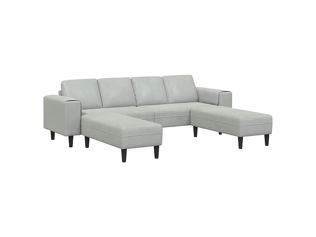 3-teiliges Sofaset aus hellgrauem Samt