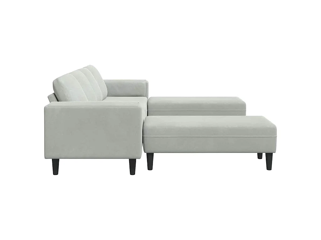 3-teiliges Sofaset aus hellgrauem Samt