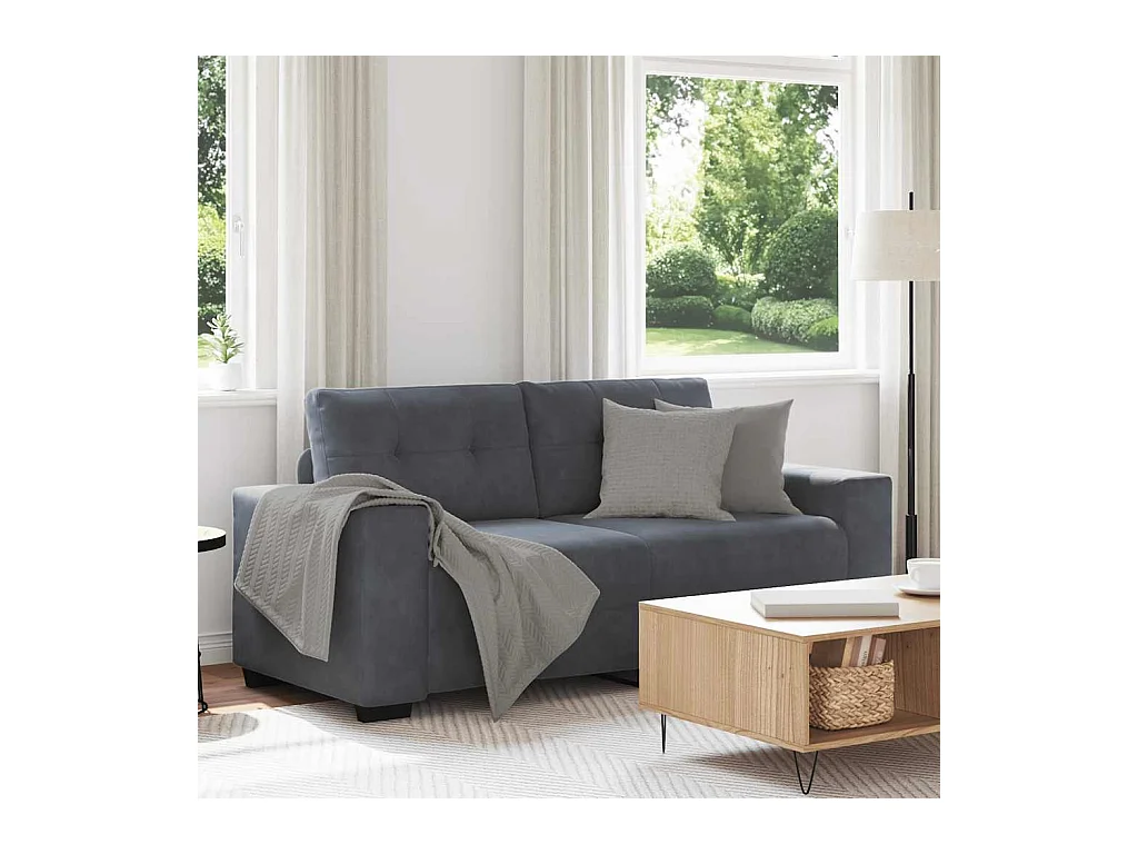 Divano a due posti in velluto grigio scuro 140 cm
