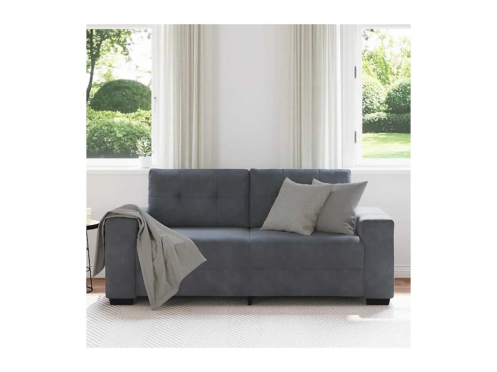 Divano a due posti in velluto grigio scuro 140 cm