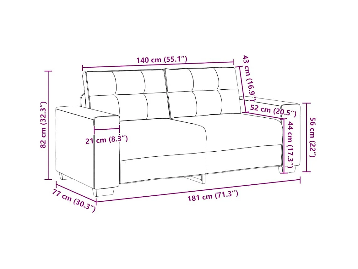 Canapé causeuse gris foncé 140 cm velours