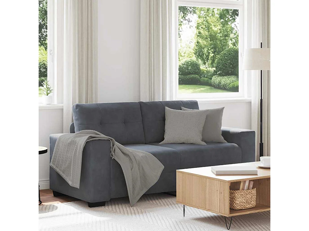 Canapé causeuse gris foncé 140 cm velours