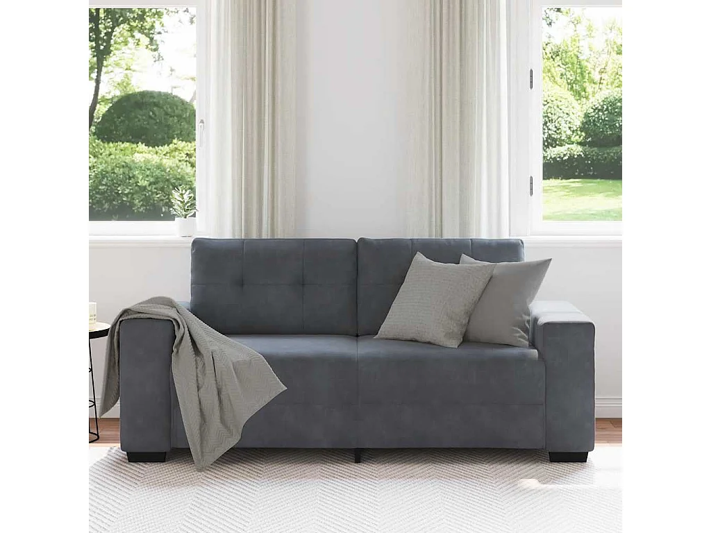 Canapé causeuse gris foncé 140 cm velours