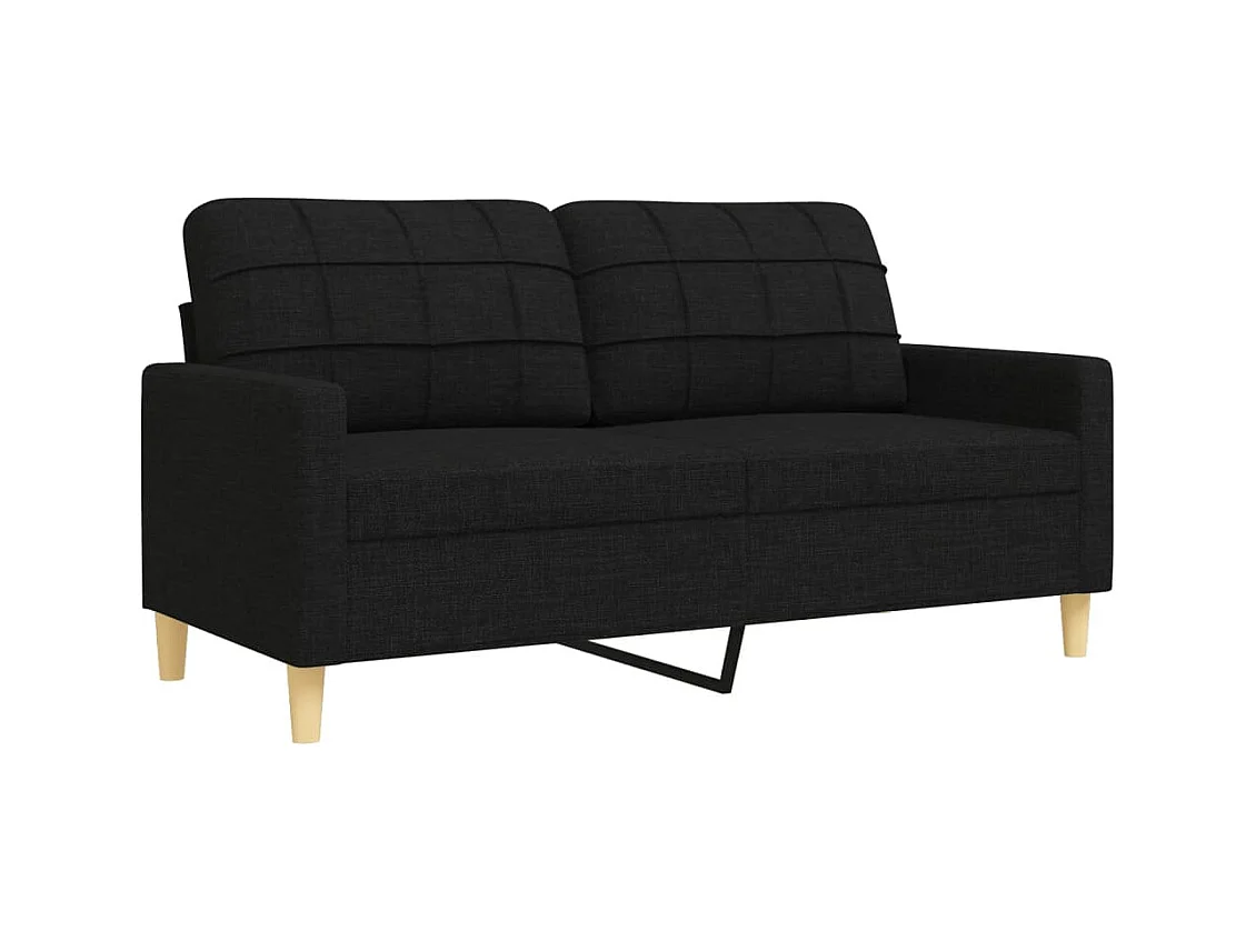 Conjunto de sofá de 2 piezas con cojines decorativos en tela negra