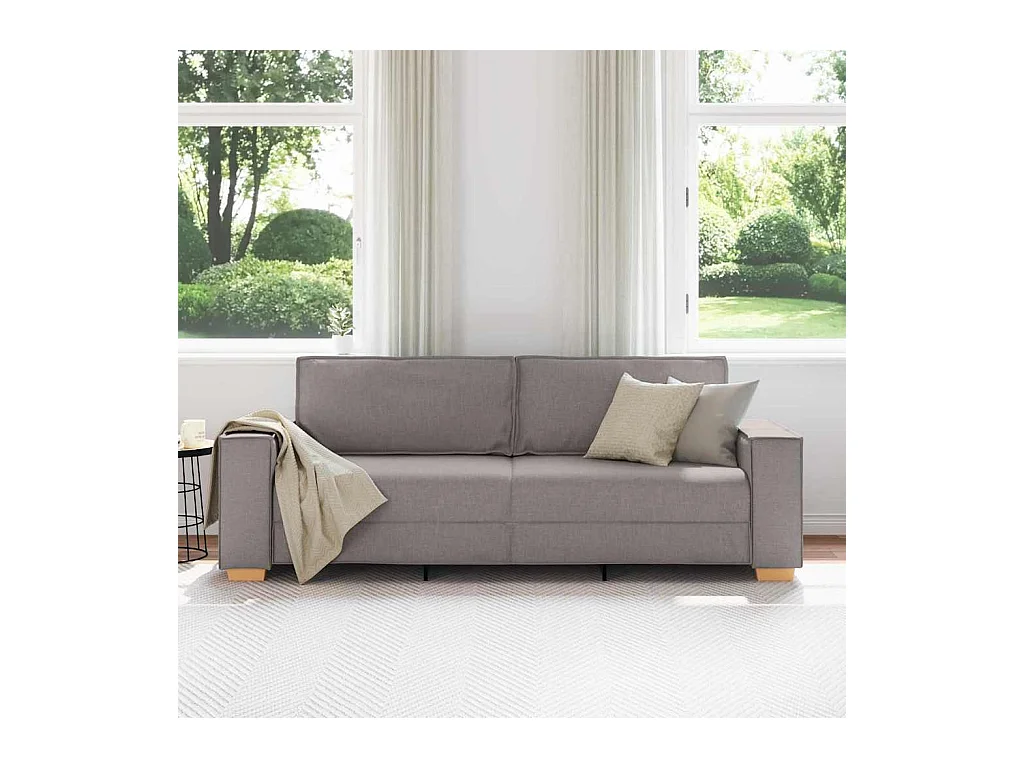 Divano 3 posti con cuscino color tortora 220 x 78 x 84 cm tessuto