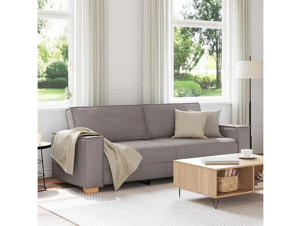 3-zitsbank met Taupe kussen 220 x 78 x 84 cm stof
