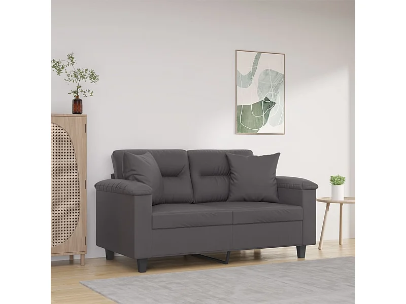 2-zitsbank met grijze kussens 120 cm kunstleer