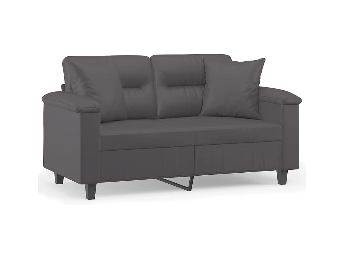 2-zitsbank met grijze kussens 120 cm kunstleer