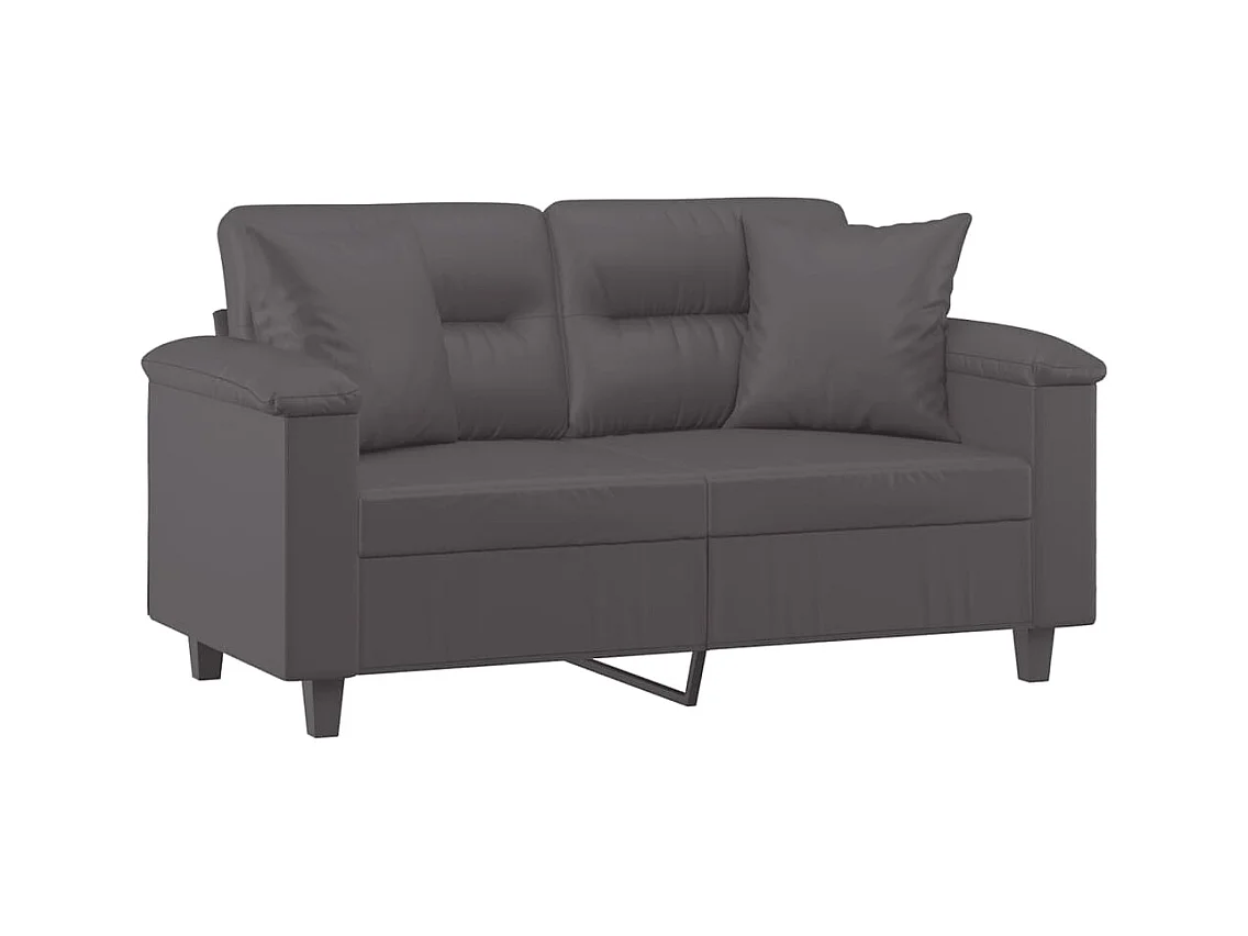 2-zitsbank met grijze kussens 120 cm kunstleer