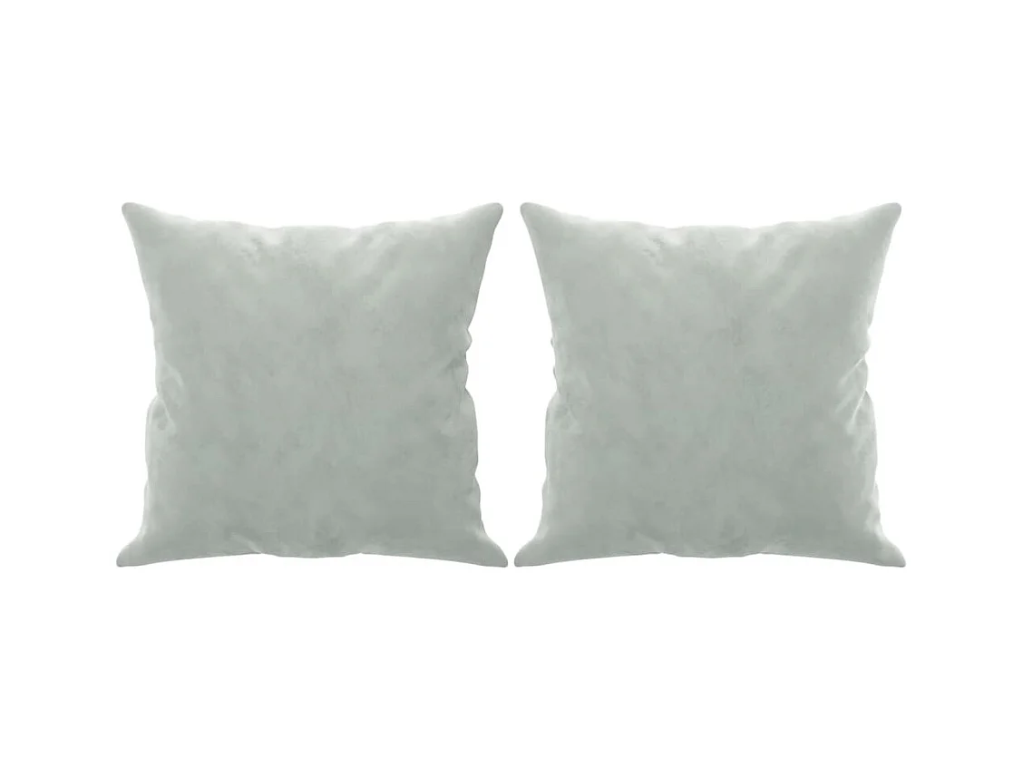 Sofá de 3 plazas con cojines gris claro de terciopelo de 180 cm.