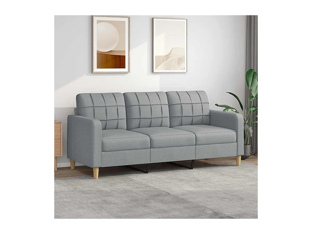 Divano 3 posti Grigio chiaro 180 cm Tessuto