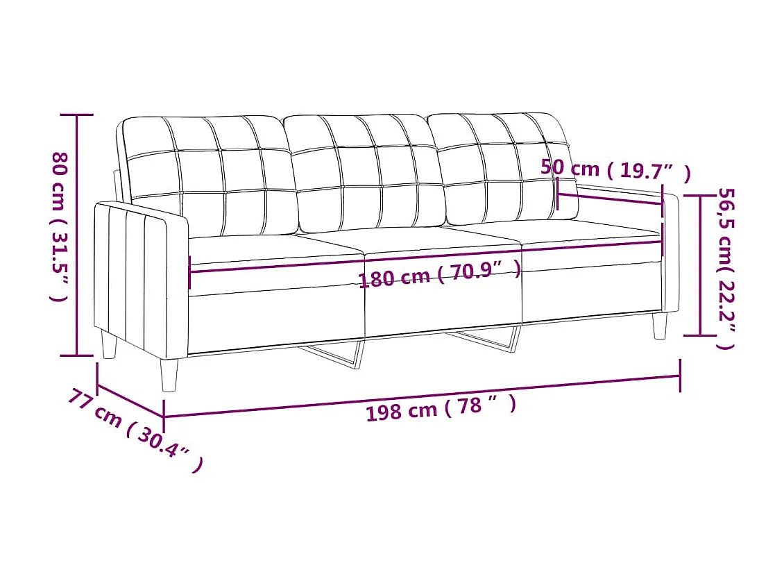 3-zitsbank Lichtgrijs 180 cm Stof