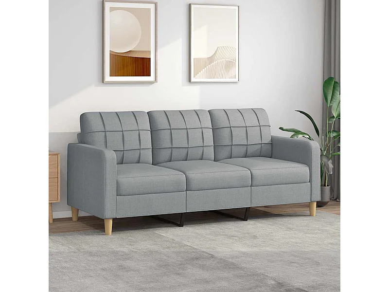 Canapé à 3 places Gris clair 180 cm Tissu