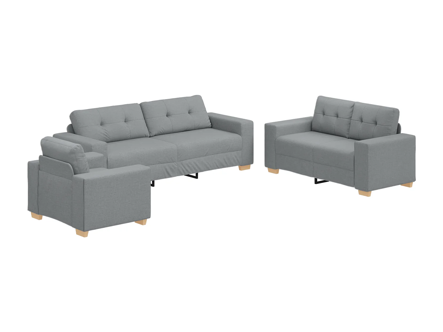 Ensemble de Canapés avec coussin avec oreiller 3 pcs Gris tissu