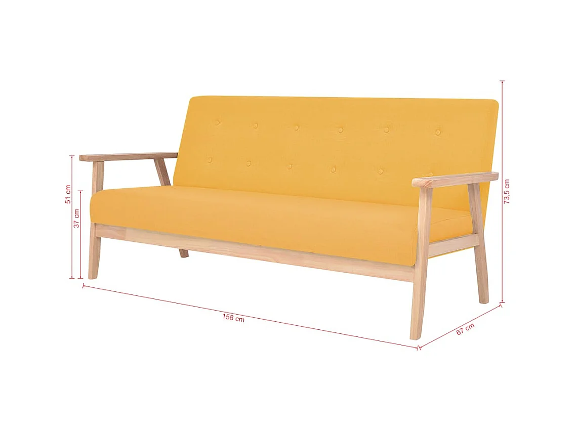 3-zits gele stoffen bank