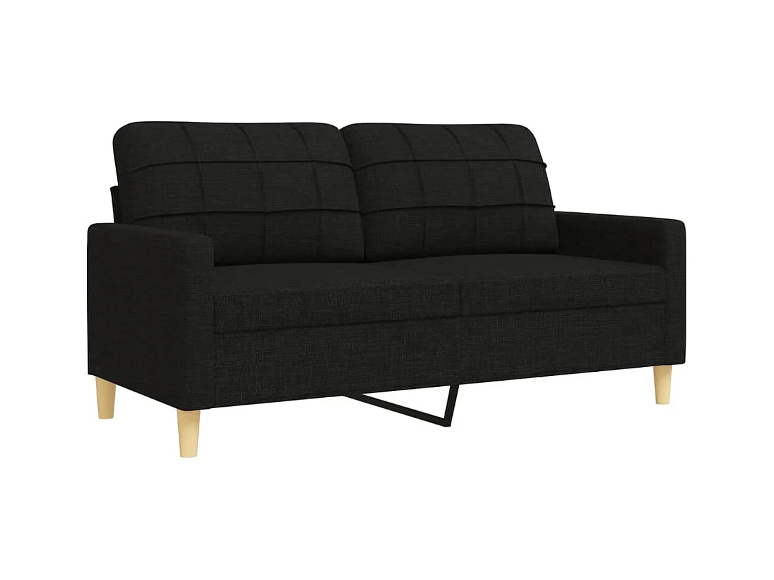 Conjunto de sofá de 3 piezas con reposapiés de tela negra