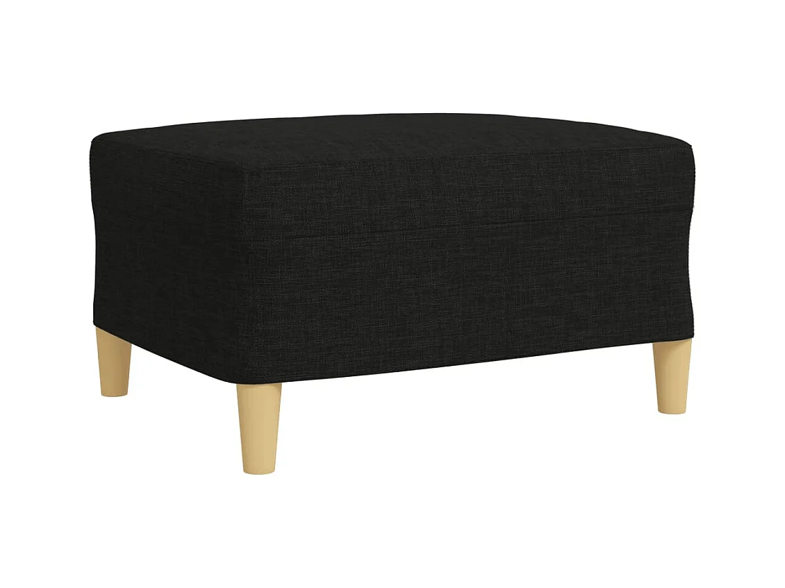 Conjunto de sofá de 3 piezas con reposapiés de tela negra