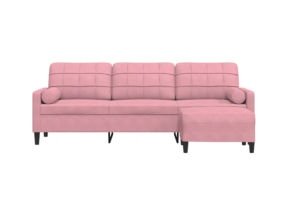 Divano 3 posti con poggiapiedi Rosa 210 cm Velluto