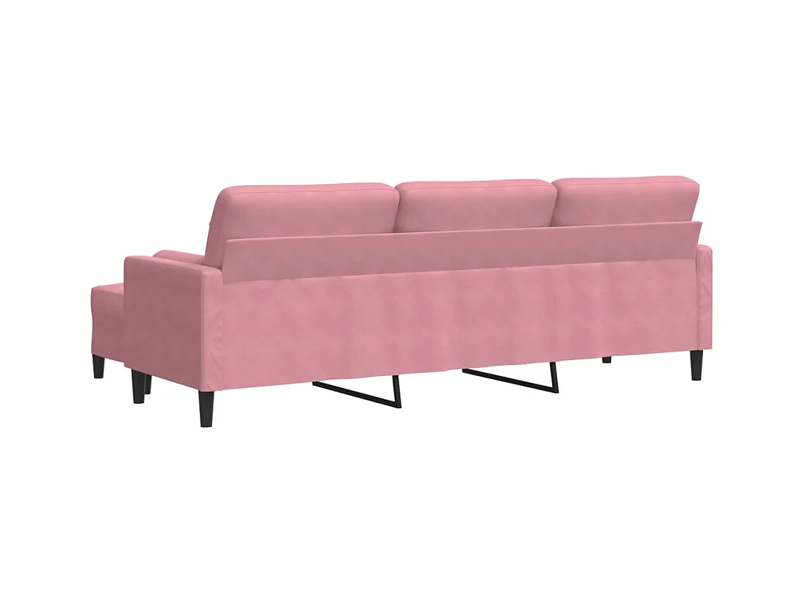Divano 3 posti con poggiapiedi Rosa 210 cm Velluto