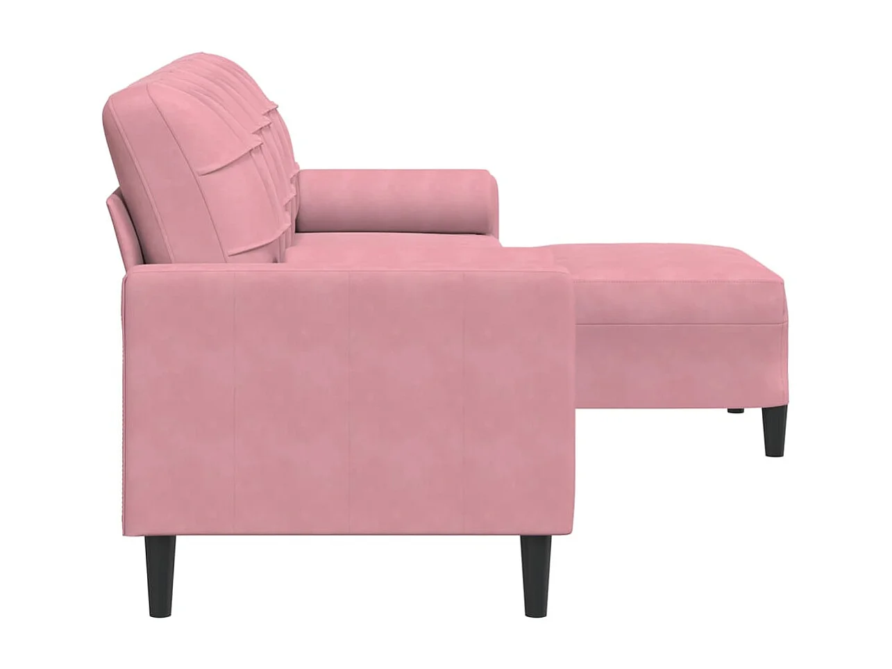 Sofá 3 plazas con reposapiés Rosa 210 cm Terciopelo