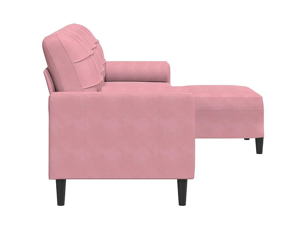 Divano 3 posti con poggiapiedi Rosa 210 cm Velluto