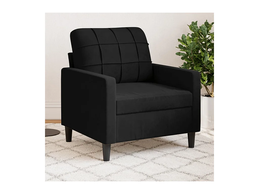 Sillón de terciopelo negro de 60 cm