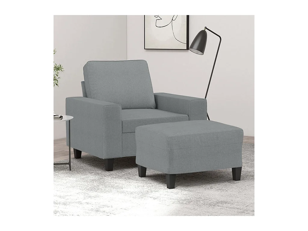 Fauteuil met voetenbankje Lichtgrijs 60 cm Stof