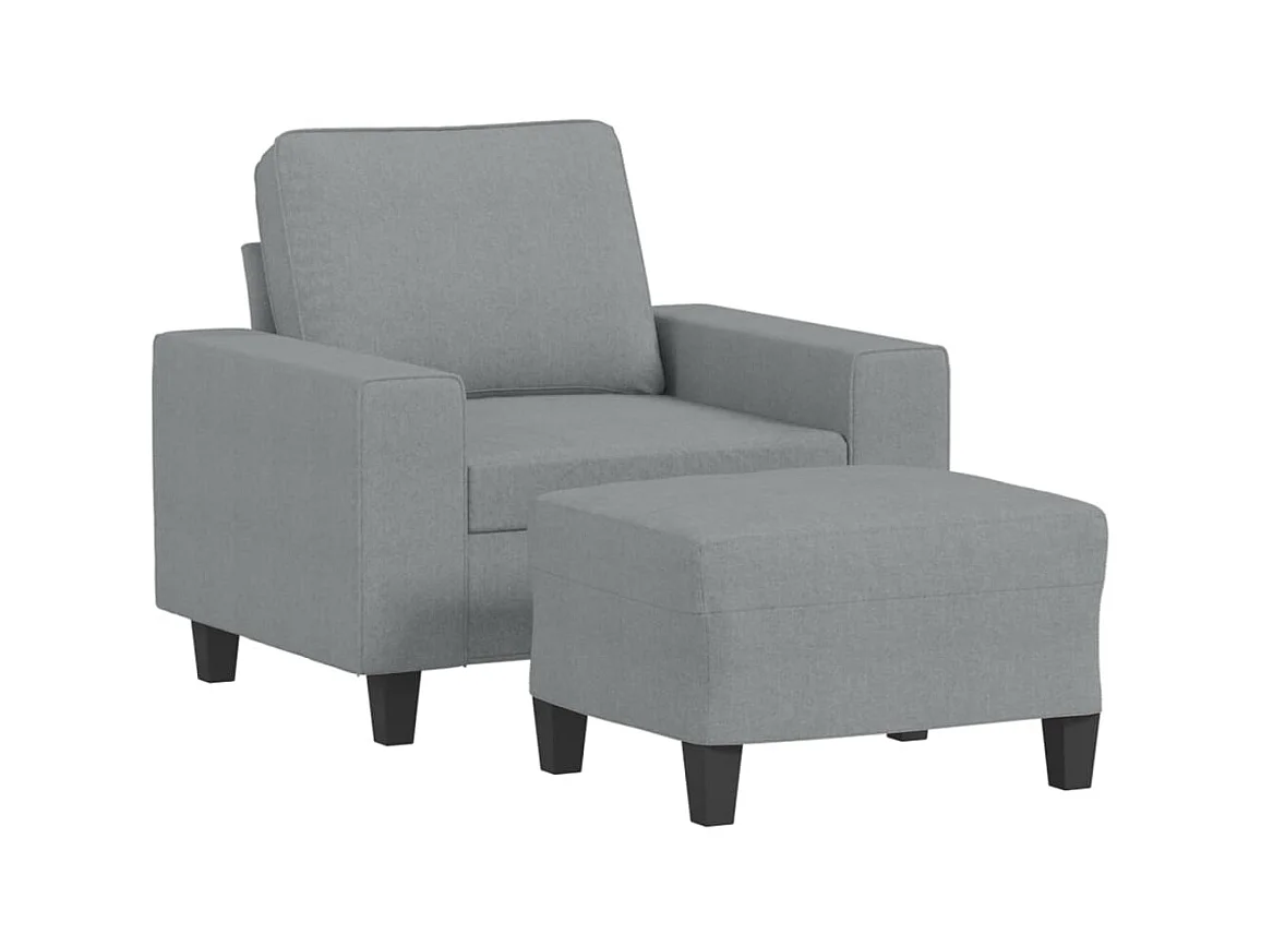 Fauteuil met voetenbankje Lichtgrijs 60 cm Stof