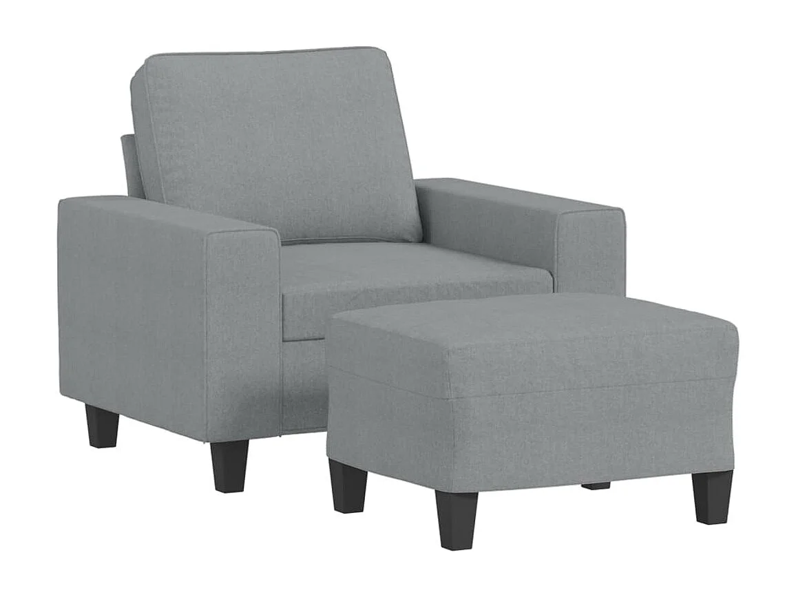 Sillón con reposapiés Gris claro 60 cm Tela