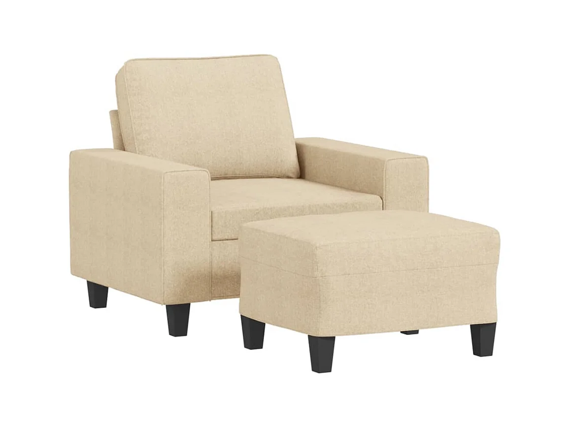 Fauteuil met voetenbankje Crème 60 cm Stof