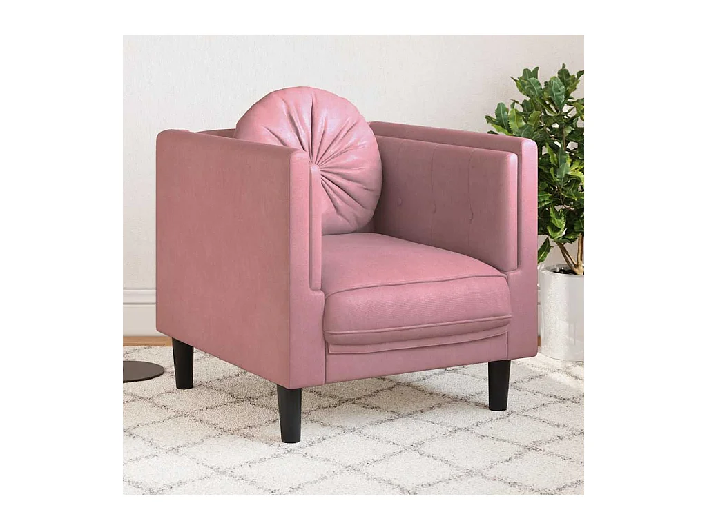 Poltrona con cuscino in velluto rosa