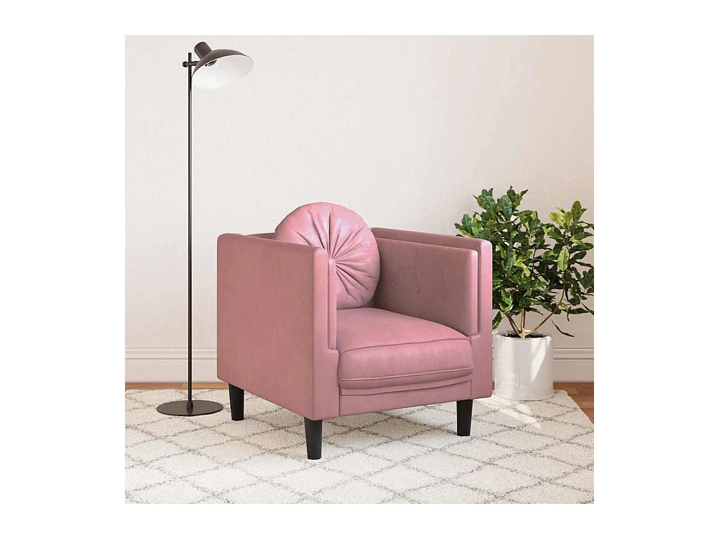 Poltrona con cuscino in velluto rosa