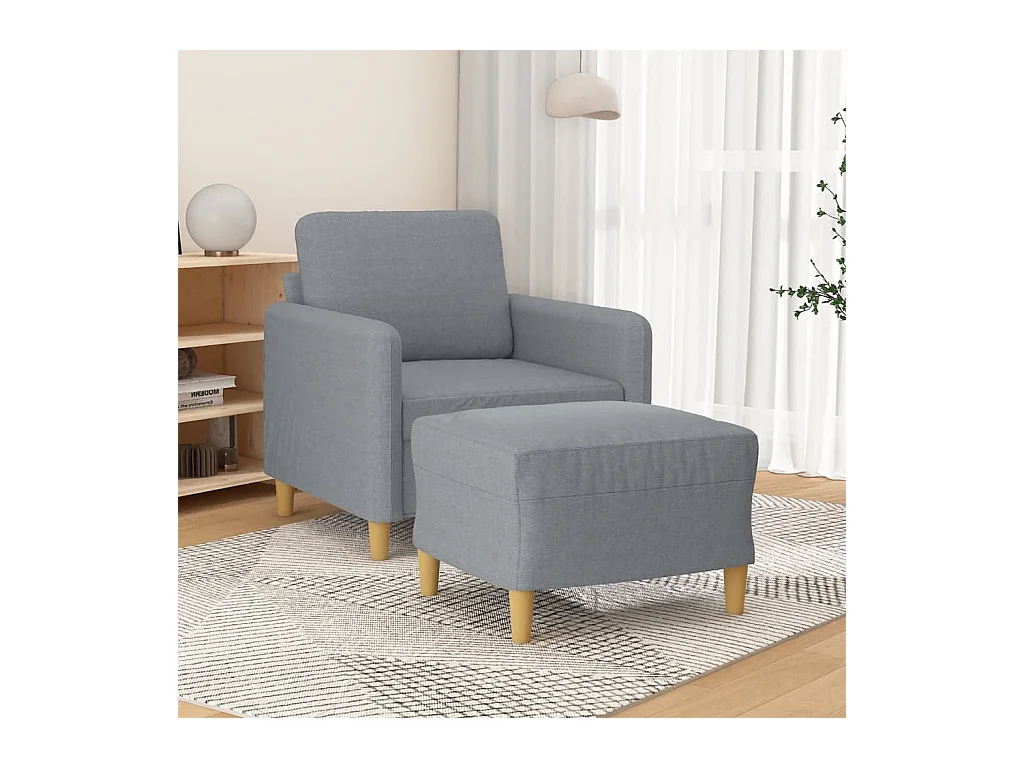 Fauteuil avec repose-pied Gris clair 60 cm Tissu