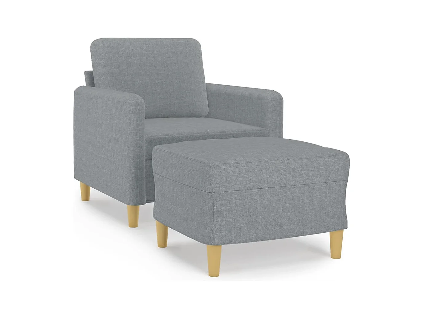 Fauteuil avec repose-pied Gris clair 60 cm Tissu