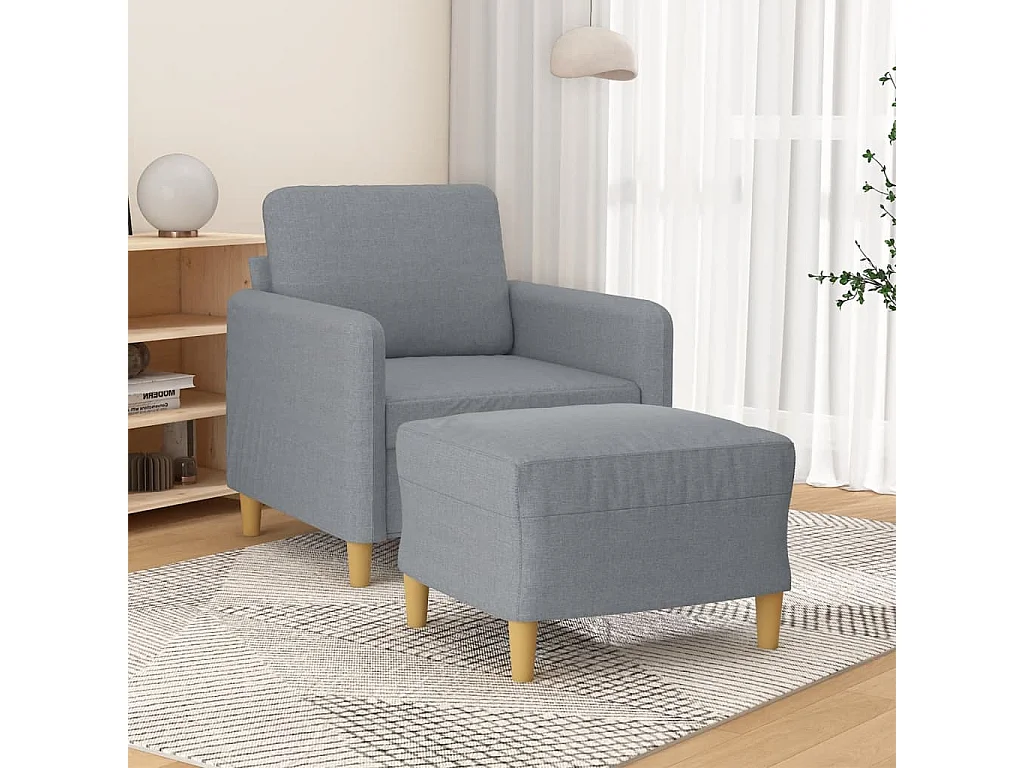 Fauteuil avec repose-pied Gris clair 60 cm Tissu
