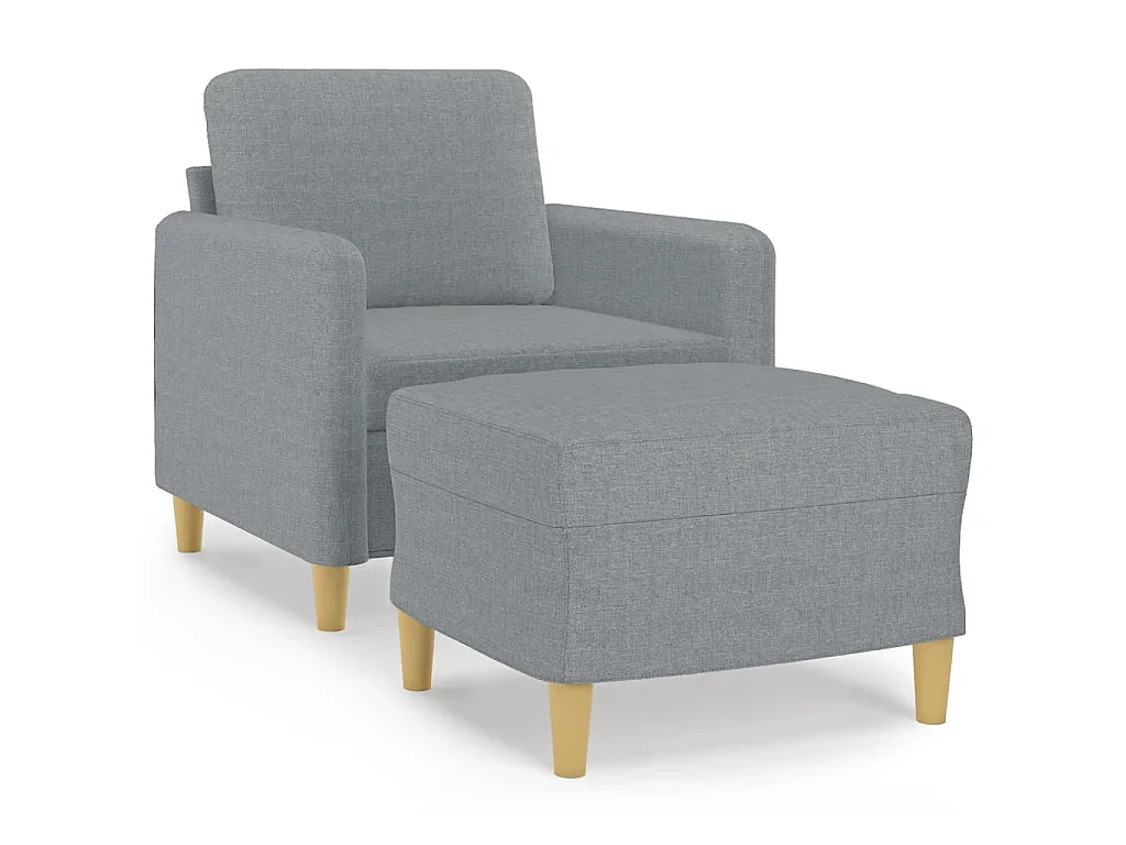 Fauteuil avec repose-pied Gris clair 60 cm Tissu