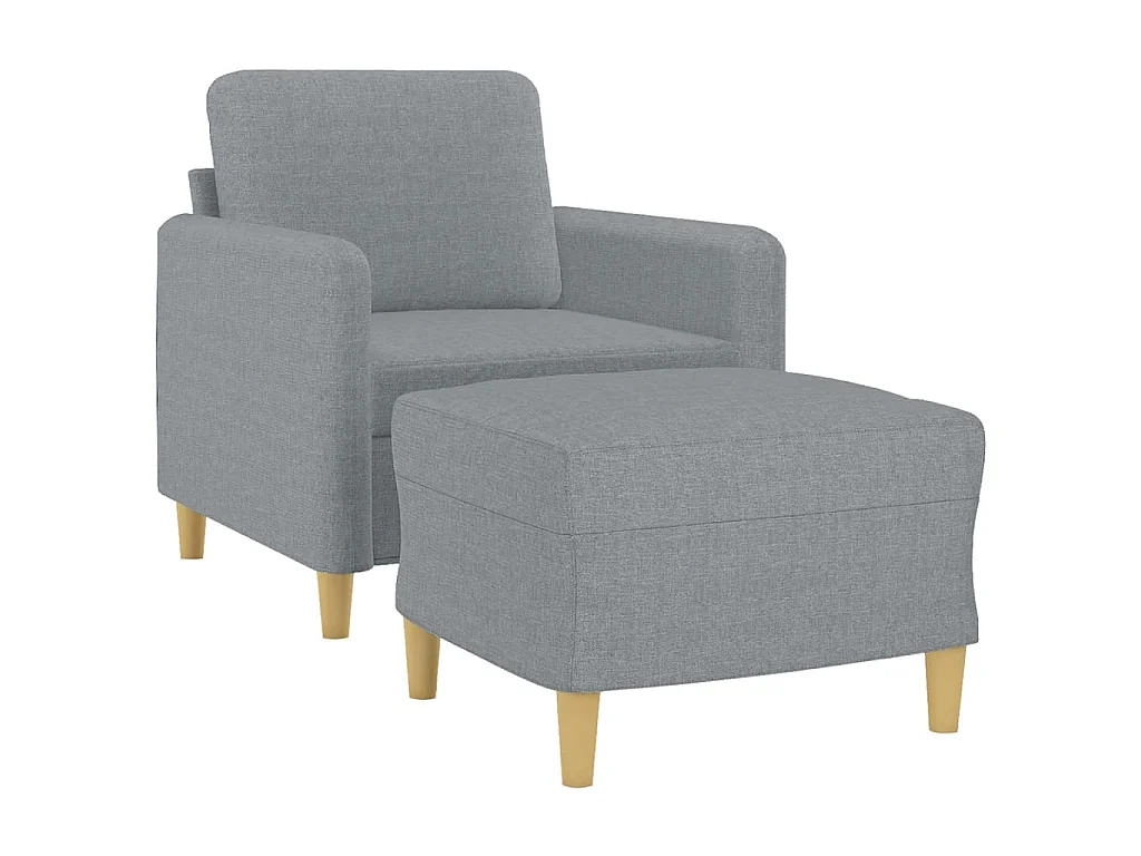 Fauteuil avec repose-pied Gris clair 60 cm Tissu