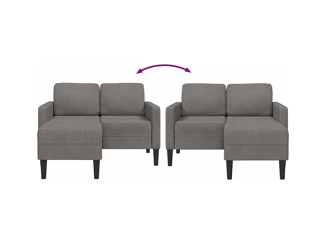 Canapé 2 places avec méridienne en L gris clair 125 cm lin