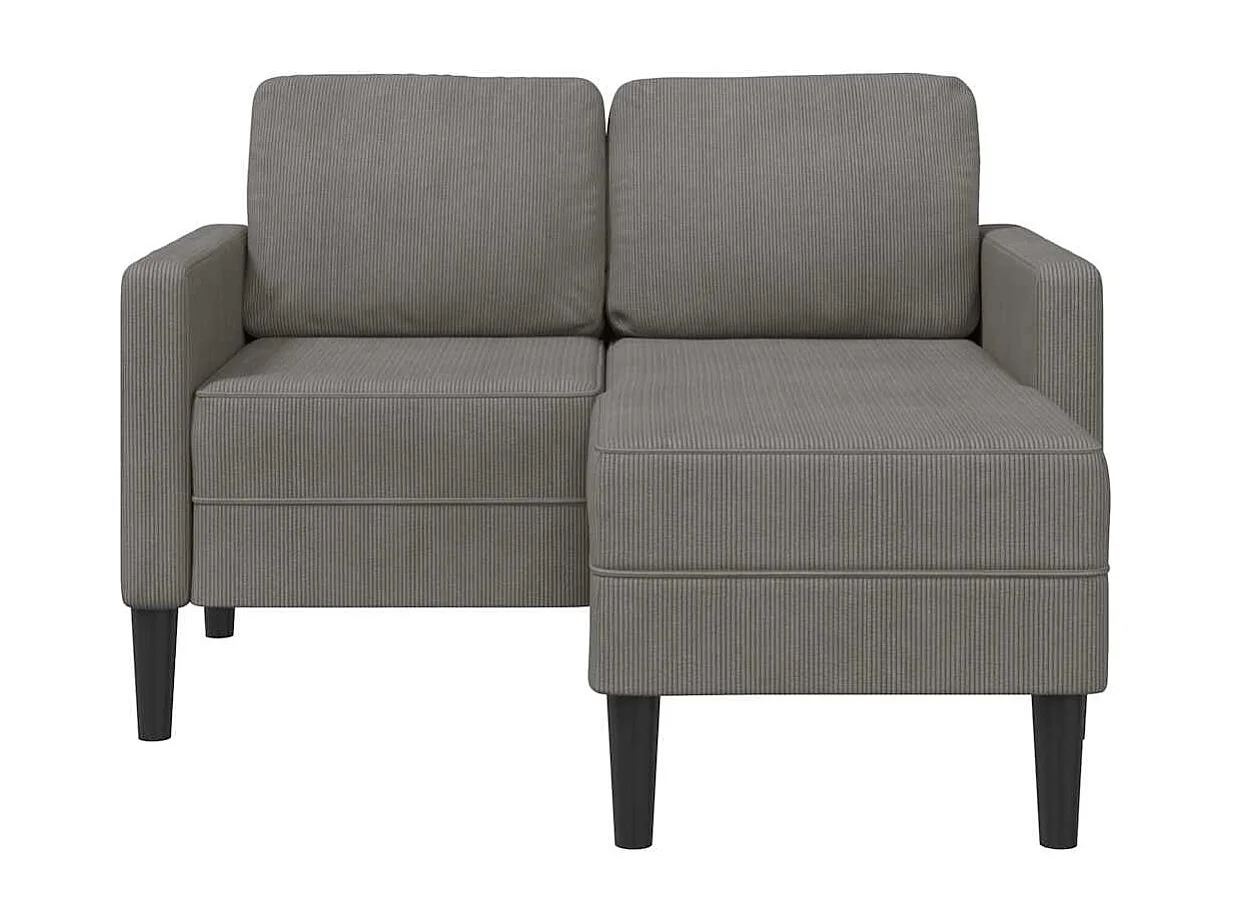 Canapé 2 places avec méridienne en L gris clair 125 cm lin