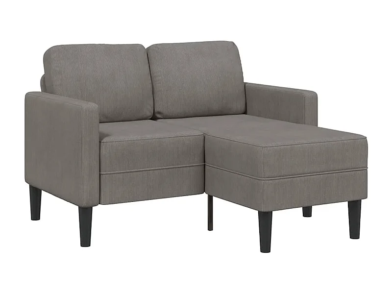 2-zitsbank met L-vormige chaise longue in lichtgrijs linnen 125 cm