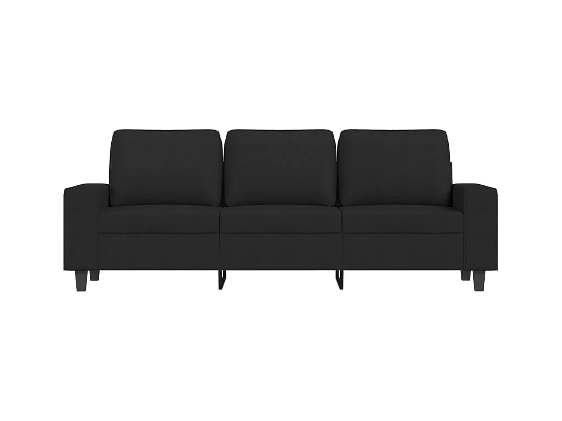 3-zitsbank met voetenbank Zwart 180 cm Stof