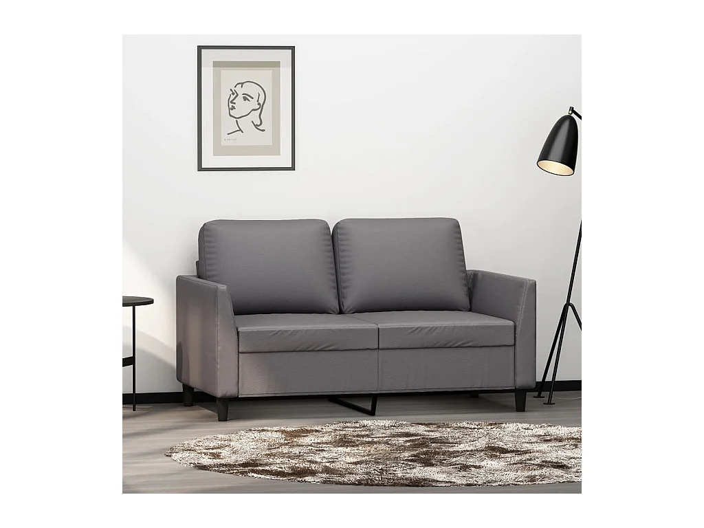 Sofá 2 plazas Gris 120 cm Piel sintética