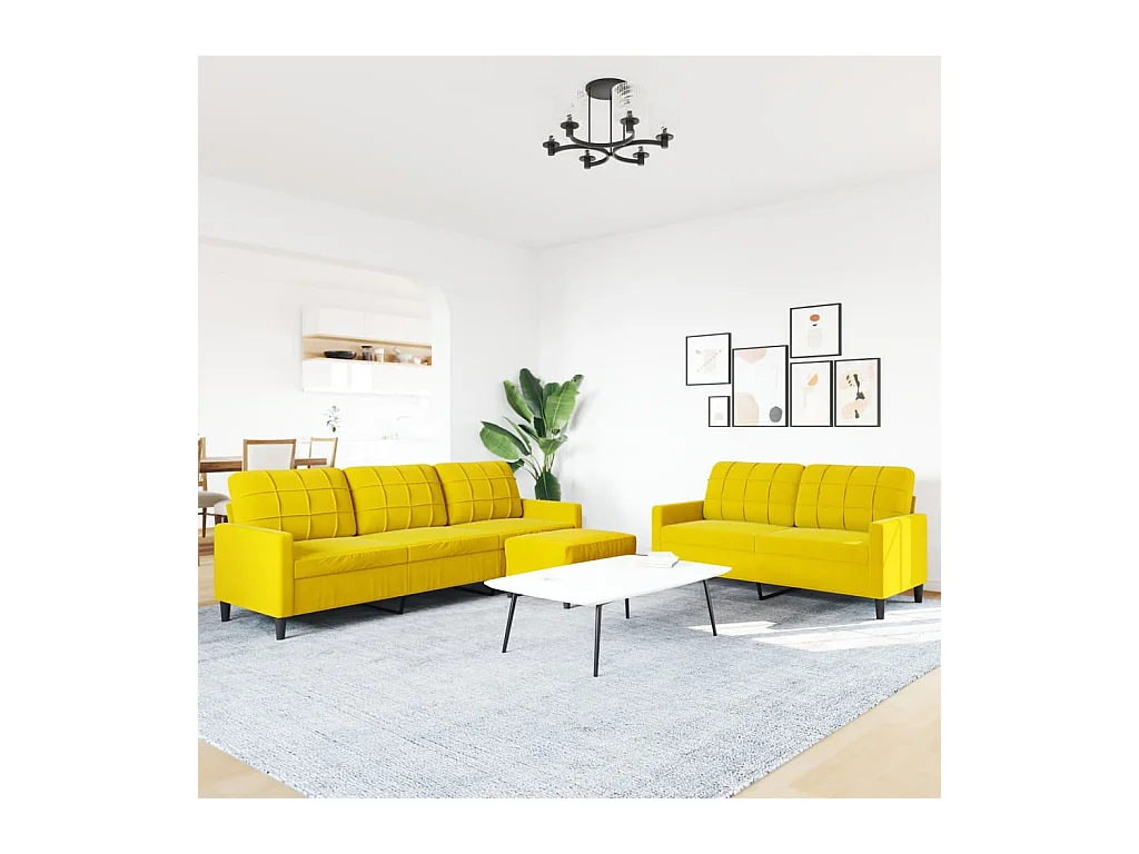 Conjunto de sofá de 3 piezas con cojines Terciopelo Amarillo