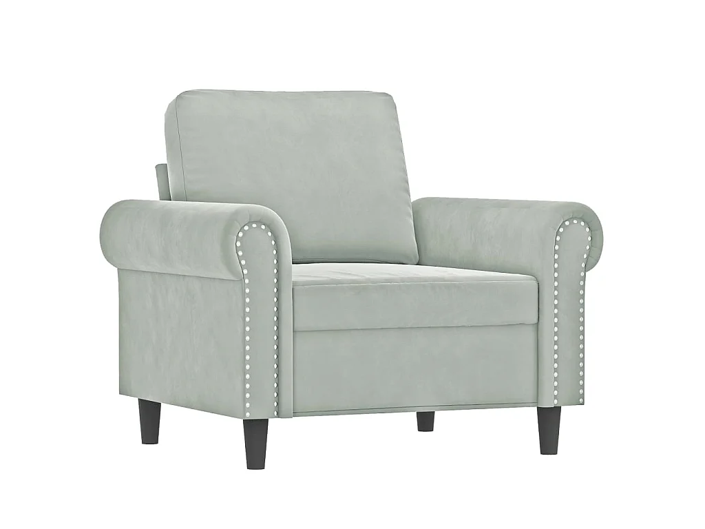 Fauteuil avec repose-pied Gris clair 60 cm Velours