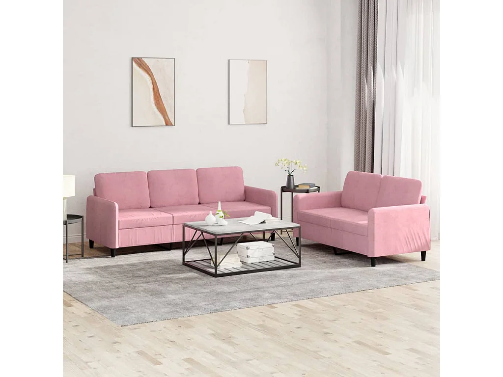 Ensemble de canapés 2 pcs rose velours